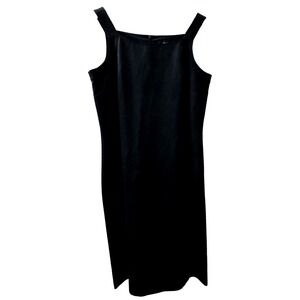 Moda Seta‎ Silk Linen Blend Black Sleeveless Square Neck Shift Dress Size 6